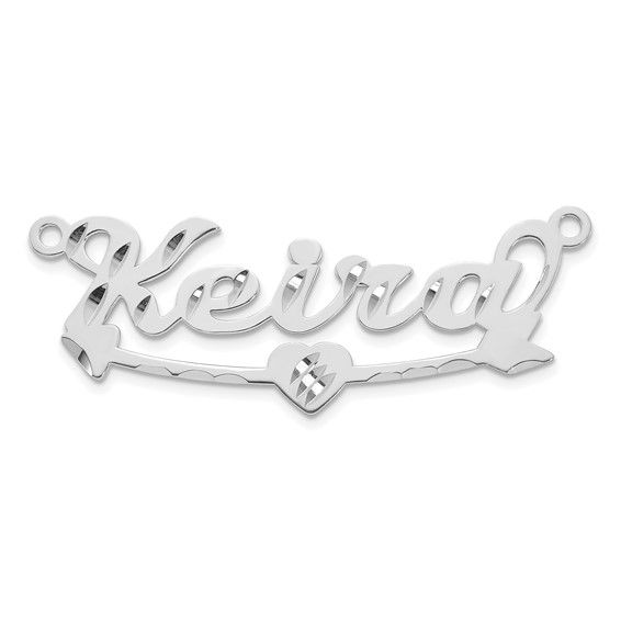14k White Gold Diamond-cut Heart and Arrow Name Plate