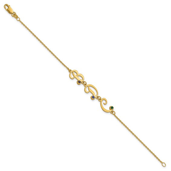 Sterling Silver/Gold-plated Initial and Birthstone Bracelet