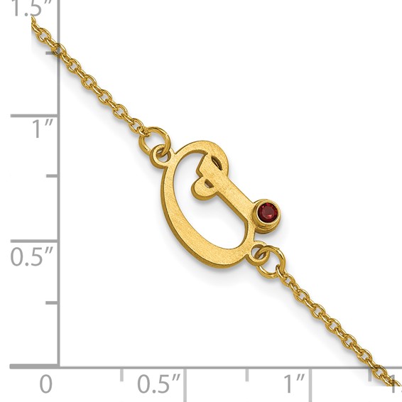 Sterling Silver/Gold-plated Initial and Birthstone Bracelet