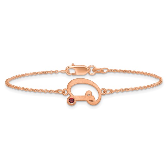 Sterling Silver/Rose-plated Initial and Birthstone Bracelet
