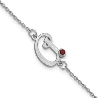 14k White Gold Initial and Birthstone Bracelet