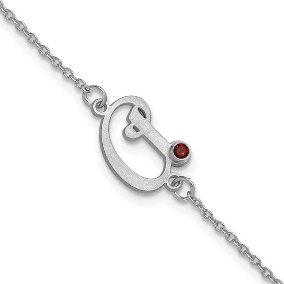 14k White Gold Initial and Birthstone Bracelet