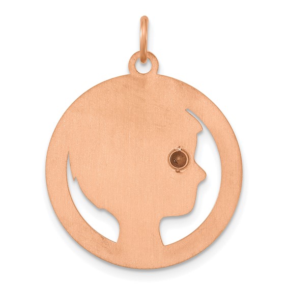 SS/Rose Gold-Plated Boys Silhouette with Birthstone Charm