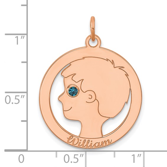 SS/Rose Gold-Plated Boys Silhouette with Birthstone Charm