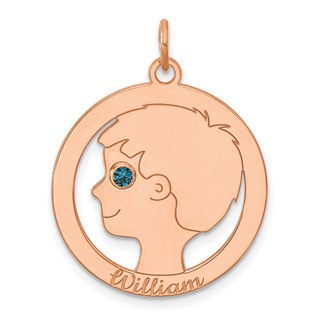 SS/Rose Gold-Plated Boys Silhouette with Birthstone Charm