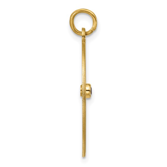 14k Yellow Gold Girls Silhouette with Birthstone Charm