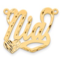 14K Yellow Gold Diamond-cut Heart Name Plate view 2
