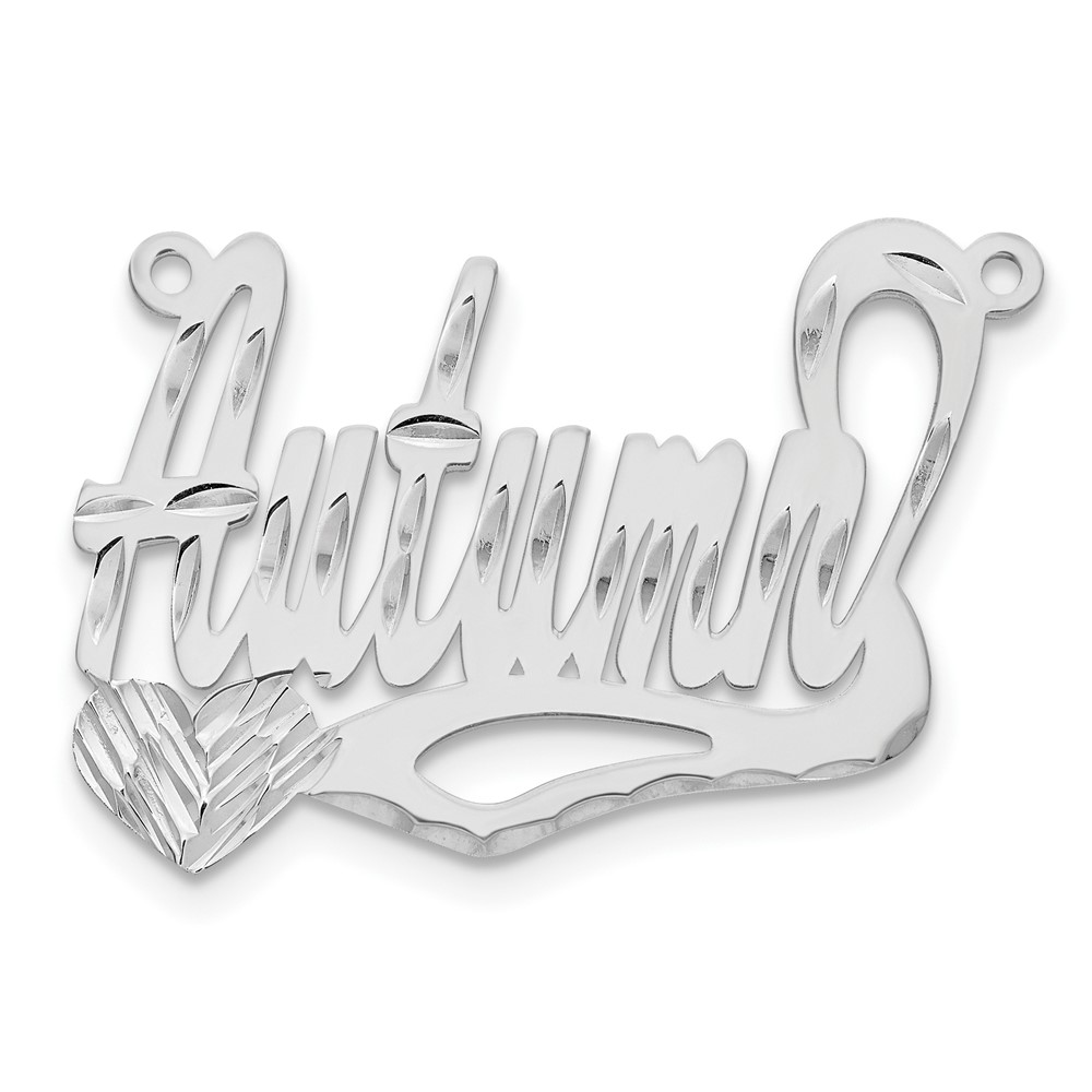 Sterling Silver/Rhodium-plated Diamond-cut Heart Name Plate