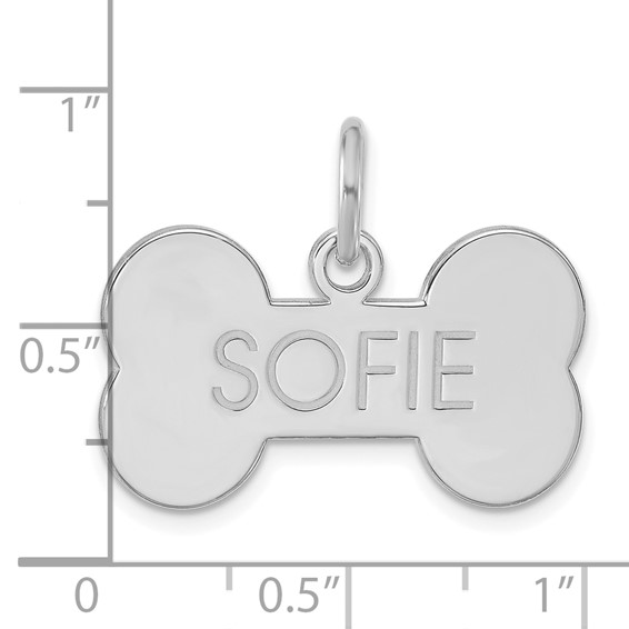 Sterling Silver /Rhodium-plated Small Bone Animal Information Tag