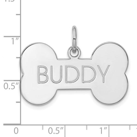 Sterling Silver/Rhodium-plated Large Bone Animal Information Tag