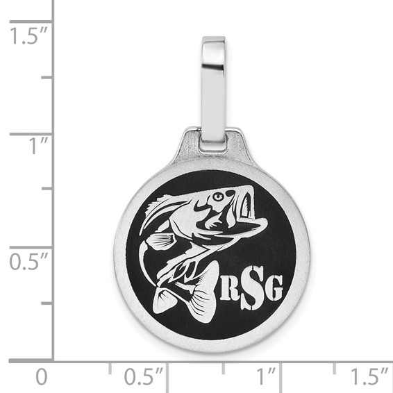 SS/Rhod-plated Satin and Epoxy Round Monogram Pendant