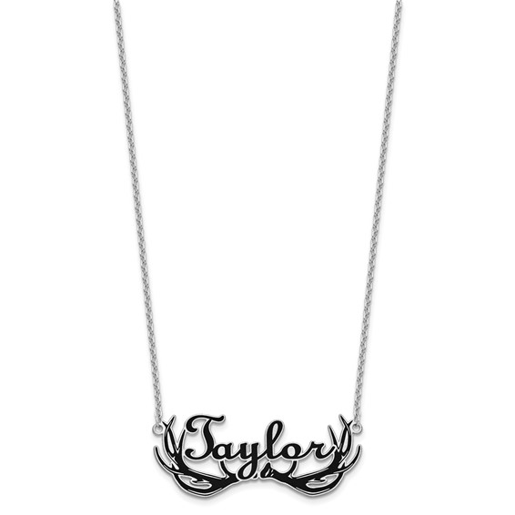 Sterling Silver/Rhod-plated/Rhodium-plated Antler Name Plate