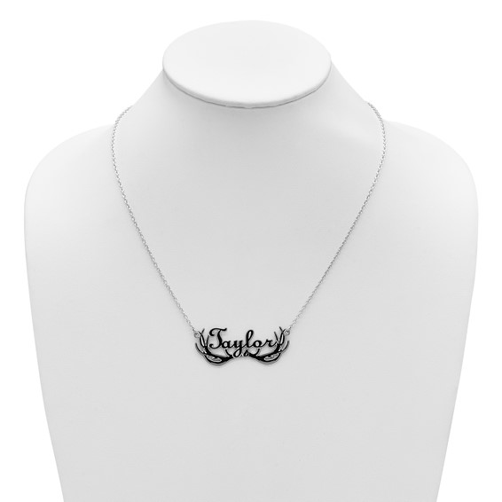 Sterling Silver/Rhod-plated/Rhodium-plated Antler Name Plate
