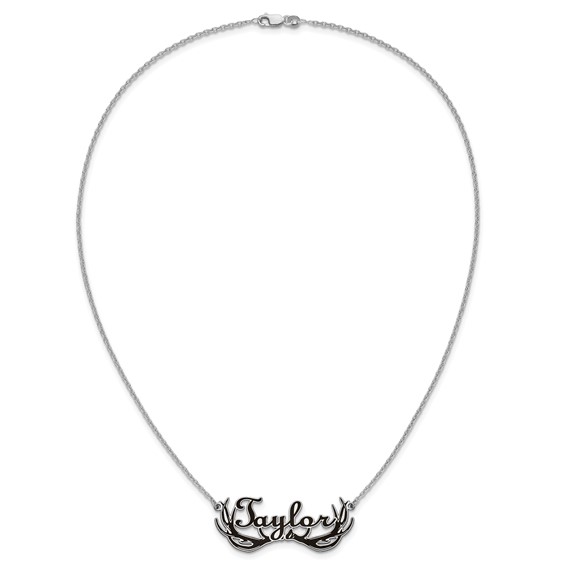 Sterling Silver/Rhod-plated/Rhodium-plated Antler Name Plate