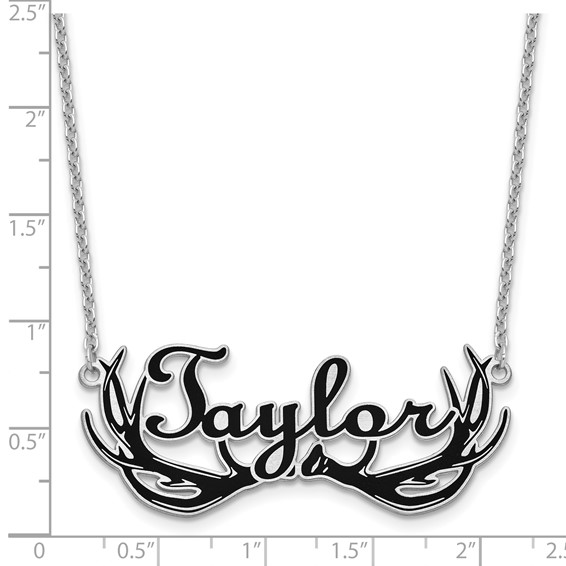 Sterling Silver/Rhod-plated/Rhodium-plated Antler Name Plate