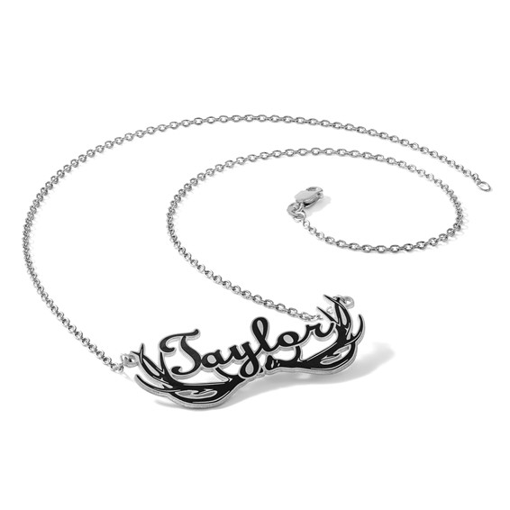 Sterling Silver/Rhod-plated/Rhodium-plated Antler Name Plate