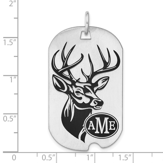 Sterling Silver/Rhod-plated Satin and Epoxy Monogram Dog Tag