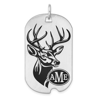Sterling Silver/Rhod-plated Satin and Epoxy Monogram Dog Tag