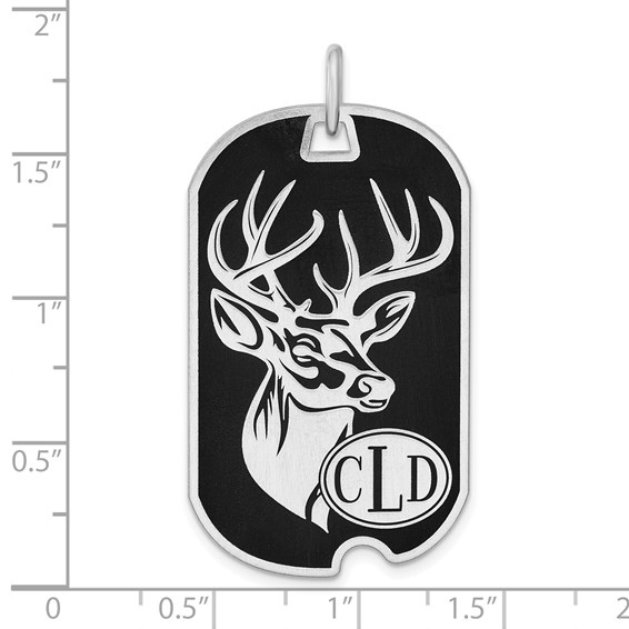 Sterling Silver/Rhod-plated Satin and Epoxy Monogram Dog Tag