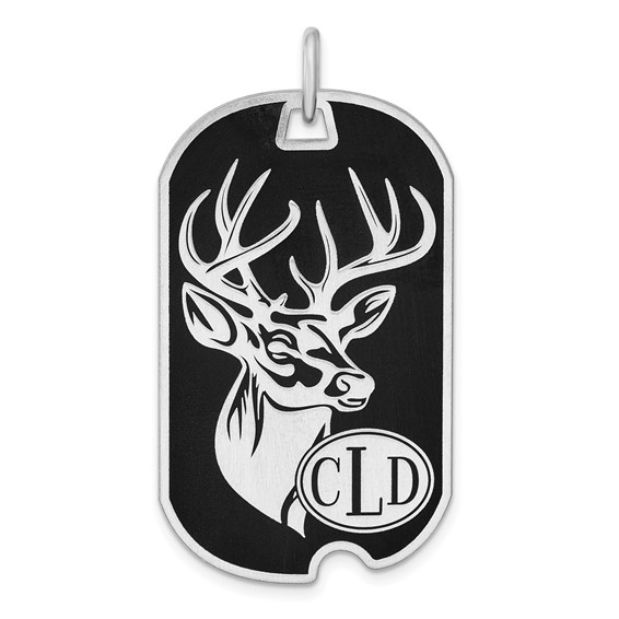 Sterling Silver/Rhod-plated Satin and Epoxy Monogram Dog Tag