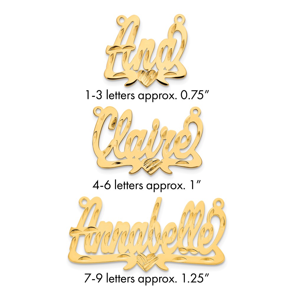14K Yellow Gold Diamond-cut Heart Name Plate
