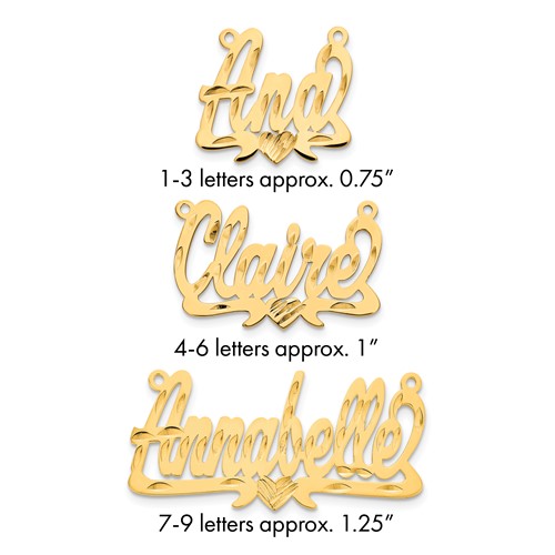 14K Yellow Gold Diamond-cut Heart Name Plate