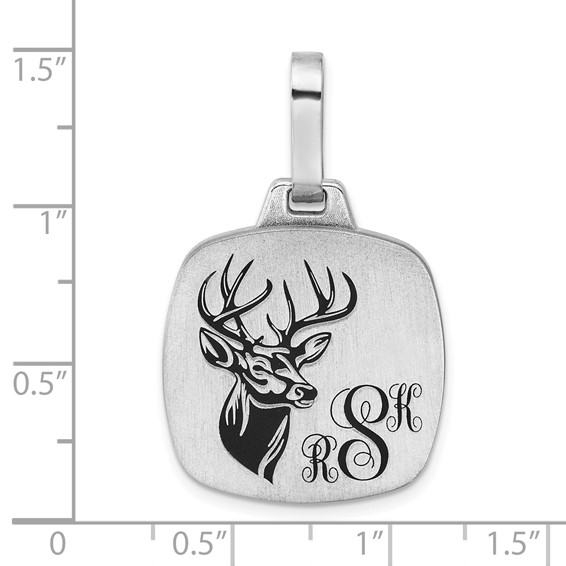 SS/Rhod-plated Satin and Epoxy Cushion Monogram Pendant