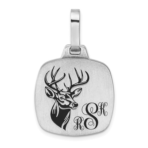 SS/Rhod-plated Satin and Epoxy Cushion Monogram Pendant