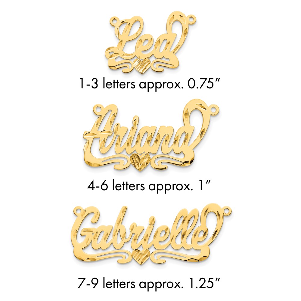 14K Yellow Gold Diamond-cut Heart Name Plate