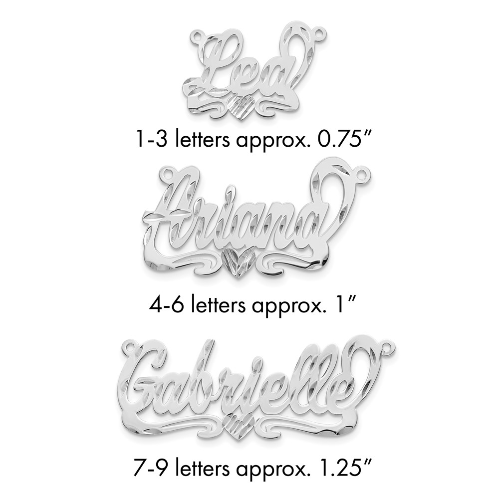 10K White Gold Diamond-cut Heart Name Plate