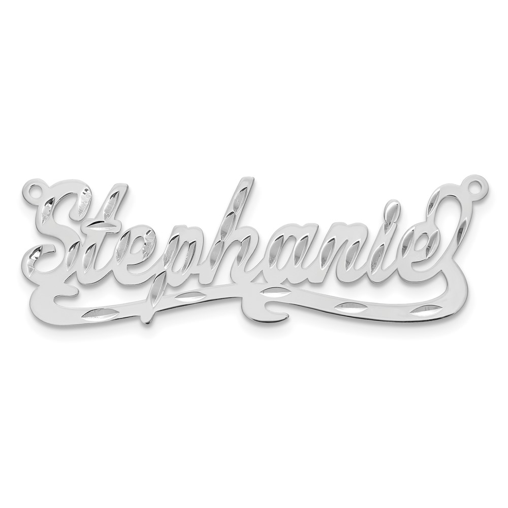Sterling Silver Rhodium-plated Diamond-cut Name Plate