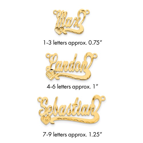 14K Yellow Gold Diamond-cut Heart Name Plate
