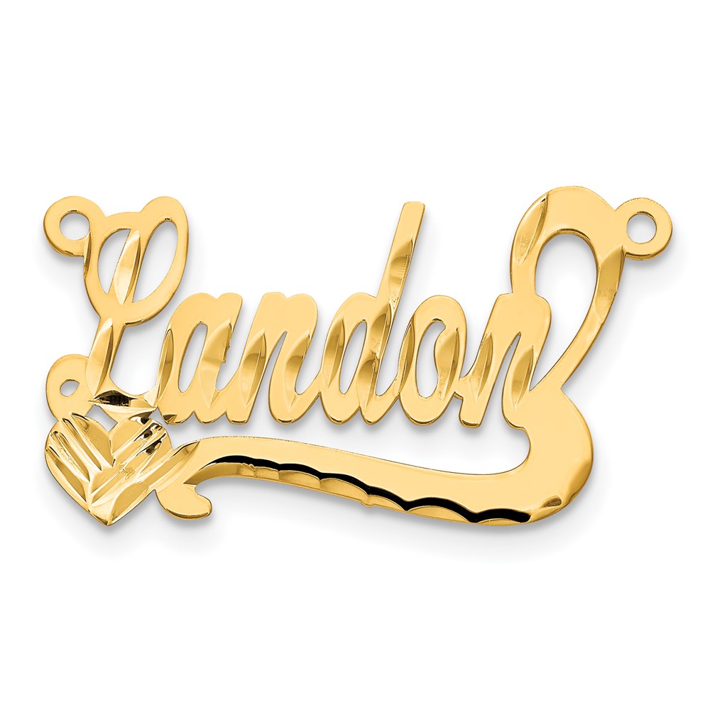 Sterling Silver/Gold-plated Diamond-cut Heart Name Plate