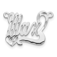 Sterling Silver Rhodium-plated Diamond-cut Heart Name Plate view 2