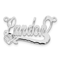 Sterling Silver Rhodium-plated Diamond-cut Heart Name Plate view 4
