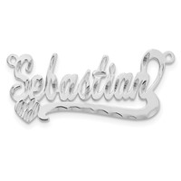 Sterling Silver Rhodium-plated Diamond-cut Heart Name Plate view 5