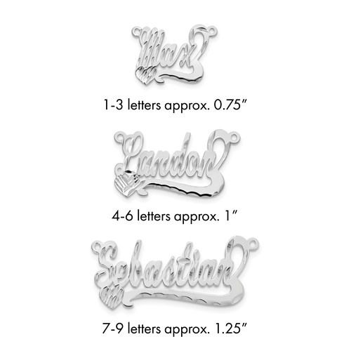 10k White Gold Diamond-cut Heart Name Plate