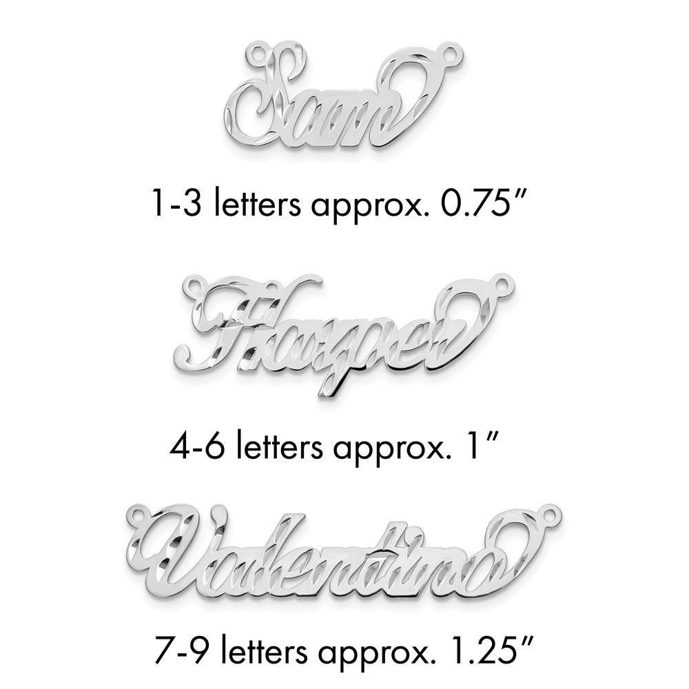 Sterling Silver Rhodium-plated Diamond-cut Name Plate