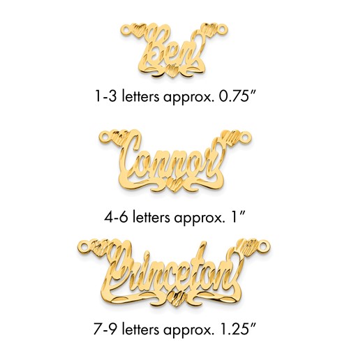 14K Yellow Gold Diamond-cut Hearts Name Plate