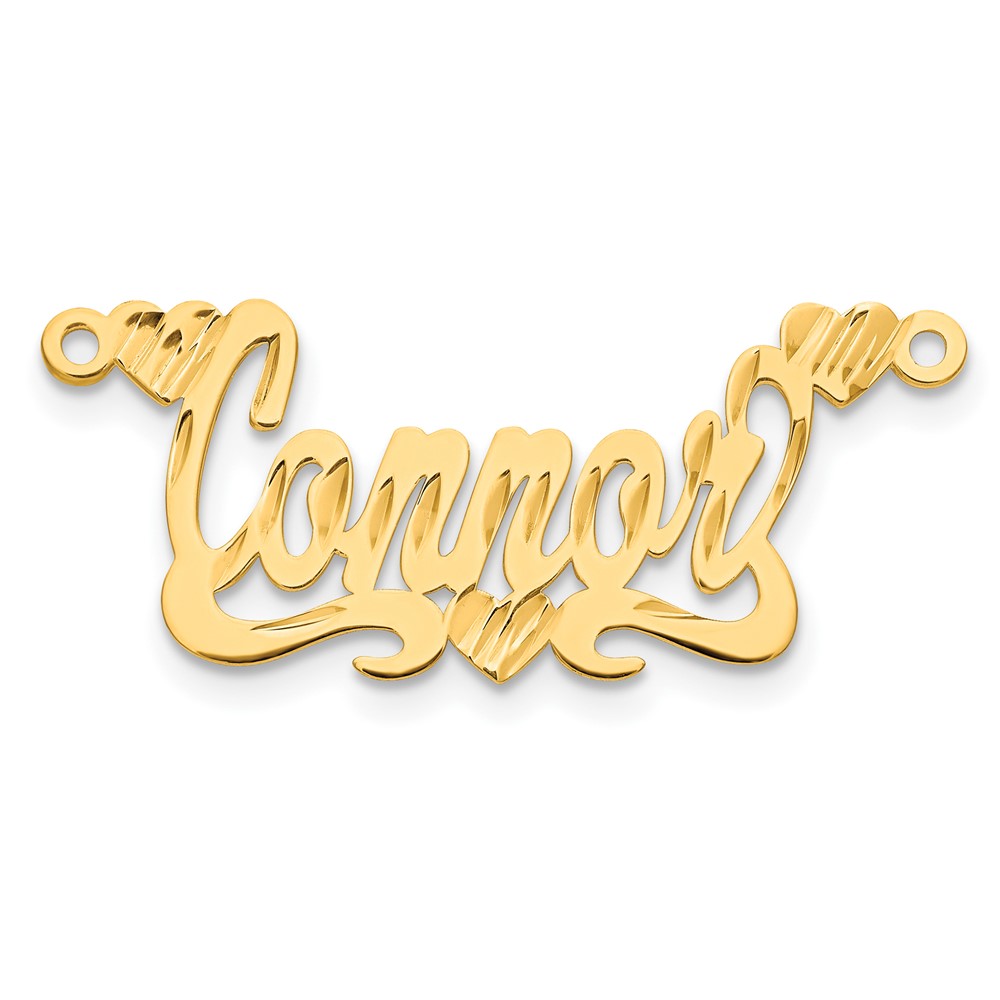Sterling Silver/Gold-plated Diamond-cut Hearts Name Plate