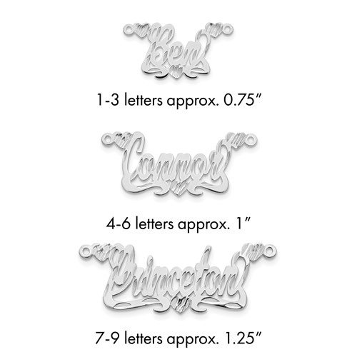 10K White Gold Diamond-cut Hearts Name Plate