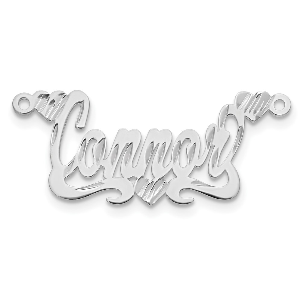 Sterling Silver/Rhodium-plated Diamond-cut Hearts Name Plate