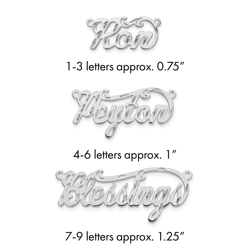 Sterling Silver Rhodium-plated Diamond-cut Name Plate