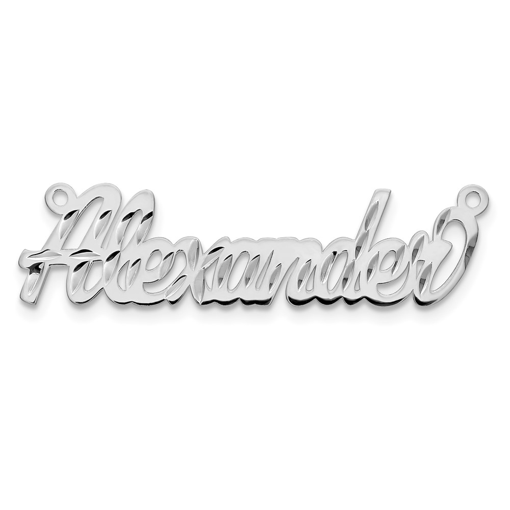 Sterling Silver Rhodium-plated Diamond-cut Name Plate