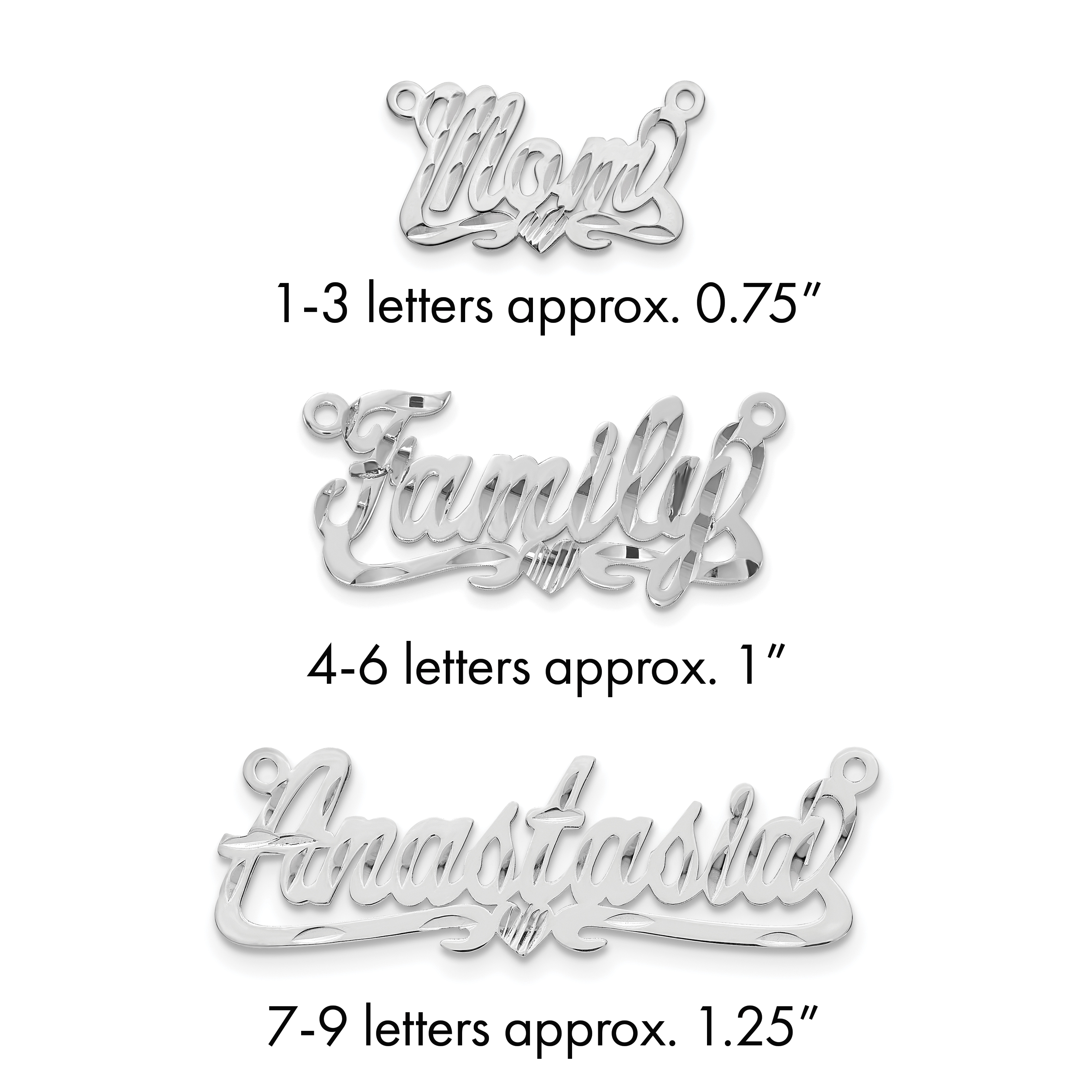 Sterling Silver/Rhodium-plated Diamond-cut Heart Name Plate (XNA167SS)