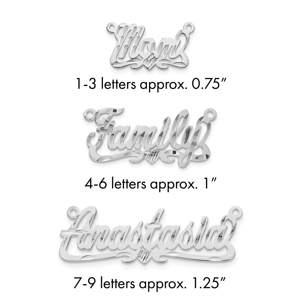 10K White Gold Diamond-cut Heart Name Plate