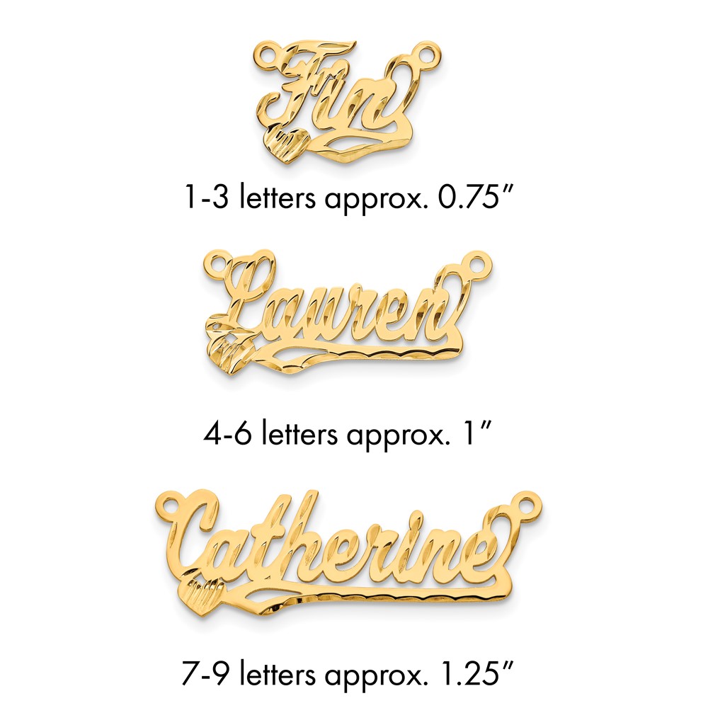 14K Yellow Gold Diamond-cut Heart Name Plate