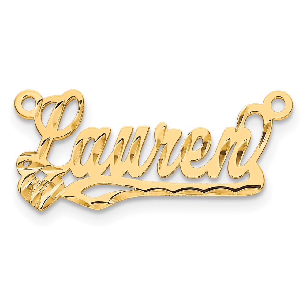 Sterling Silver/Gold-plated Diamond-cut Heart Name Plate