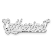 10K White Gold Diamond-cut Heart Name Plate view 5