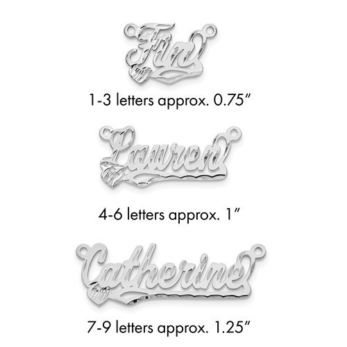 14K White Gold Diamond-cut Heart Name Plate